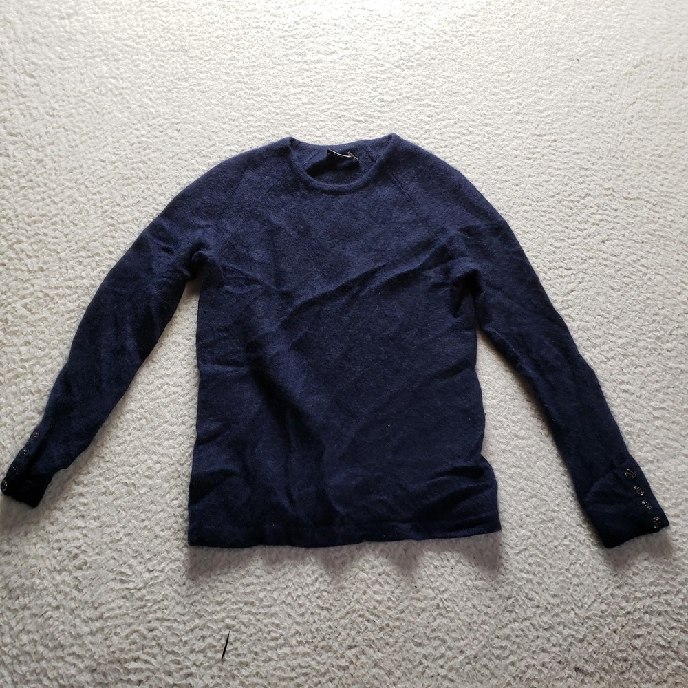 J. McLaughlin Sweater Womens XS Blue Cashmere Crew Neck Pullover Knit Cozy